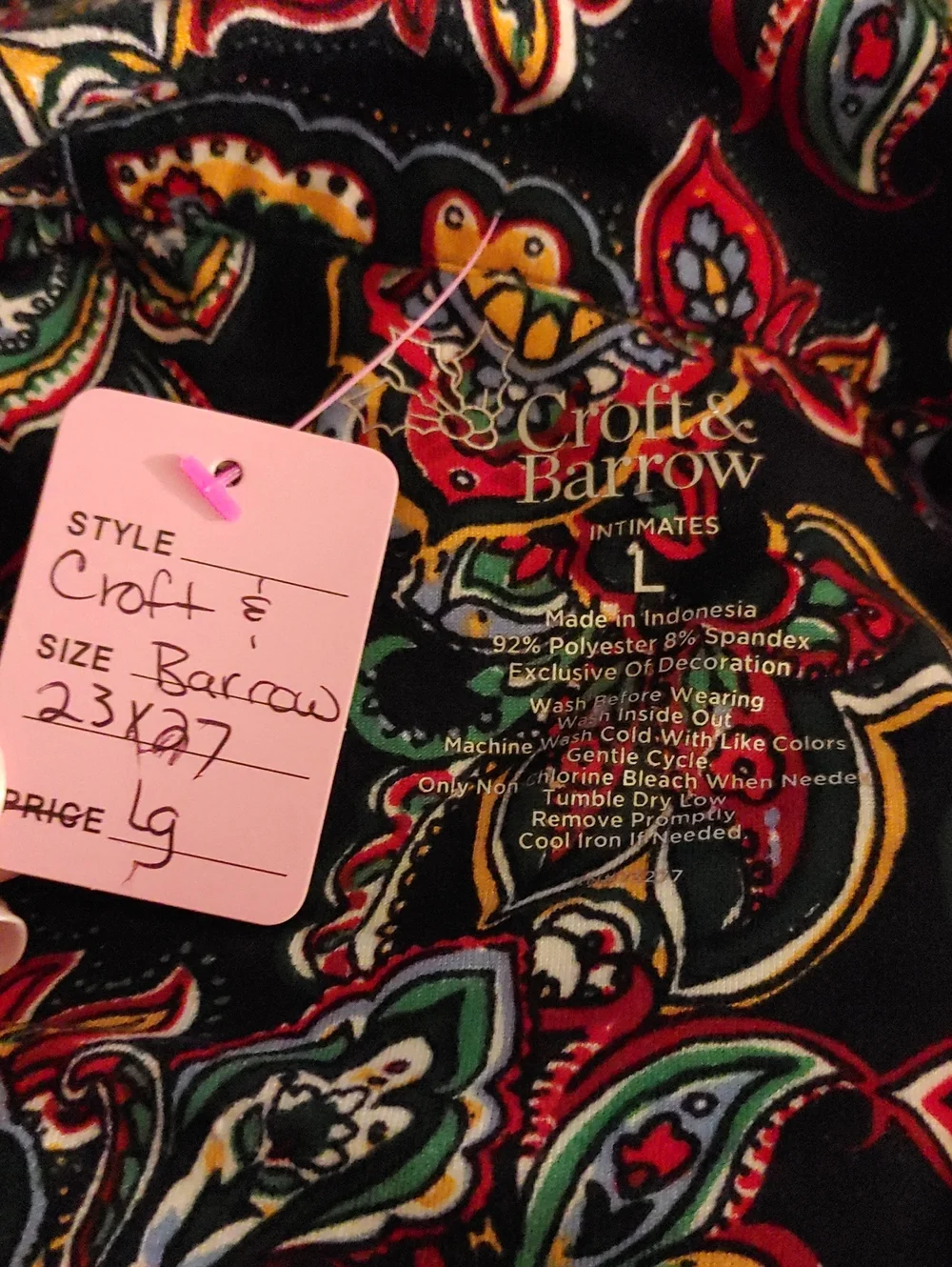 NWOT Croft & Barrow Large Gorgeous Paisley Print Long Sleeve Pajama Set